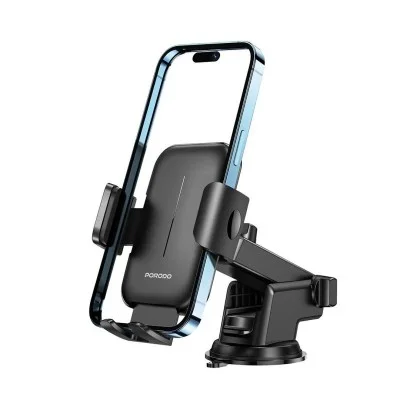 Porodo Adjustable Clamps Dash & Windshield Mount - Black